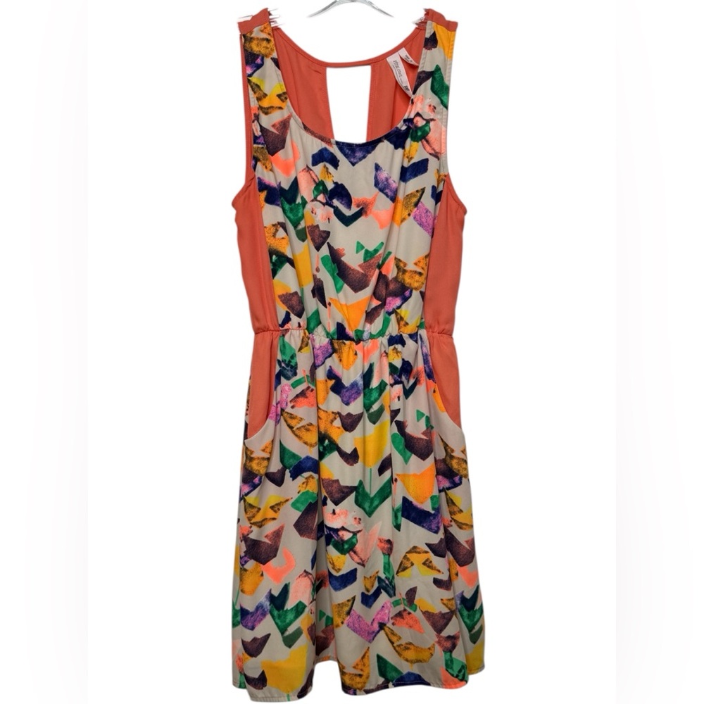 Pink Owl Multicolor Abstract Lined Mini Dress With Pockets Size Small